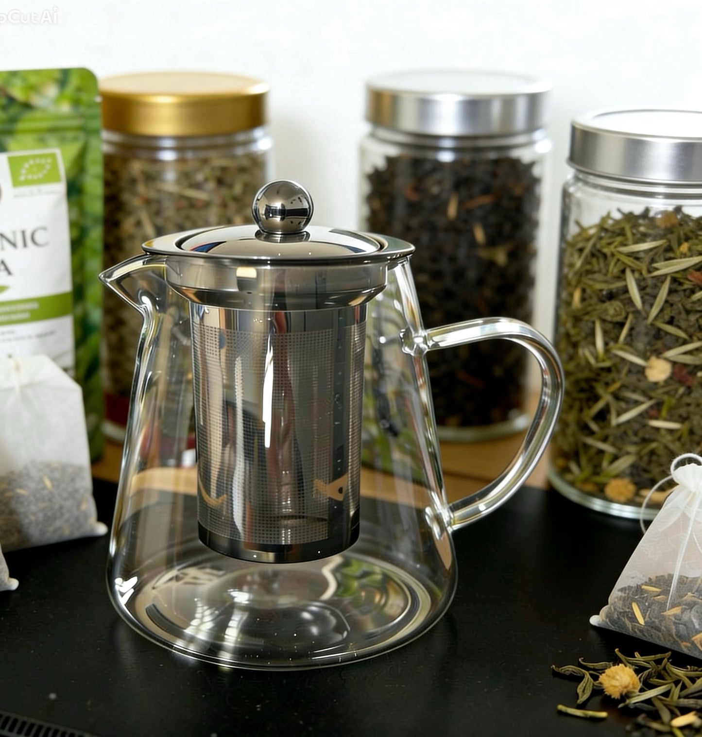 Elegant Glass Teapot for Tea with infuser