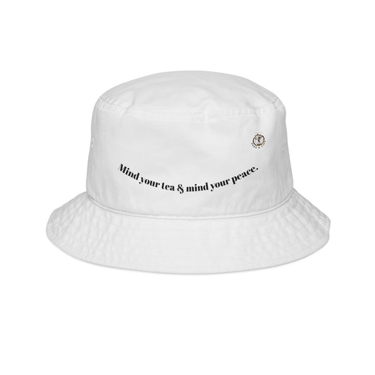 Bucket Hat (Embroidery) "Mind your tea & mind your peace"